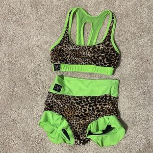 Kandi Kouture Girls Leopard Print Sports Bra and Shorts Set